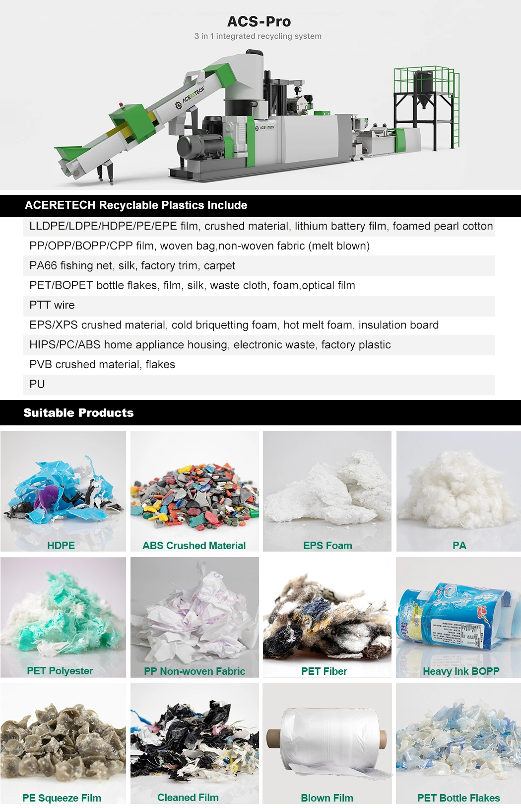 Best Quality Reciclaje Plastico Plastic Recycling Machine