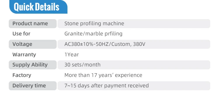 Stone Granite Marble Block Edge Profiling Machine for Linear Baluster Railing Skirting Cutting