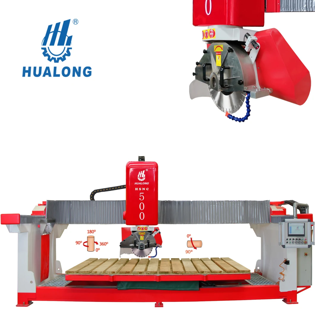 Hsnc-500 Data Control Stone Bridge Saw Slab Cutting Machine for Granite Marble Countertop Processing in South Africa/Algeria/Zimbabwe/Saudi Arabia/Mongolia